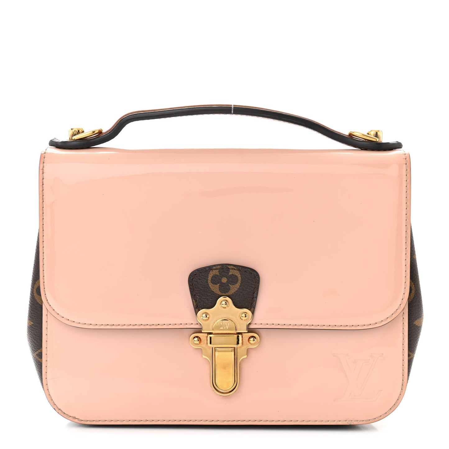 Patent Calfskin Monogram Cherrywood BB Rose Ballerine