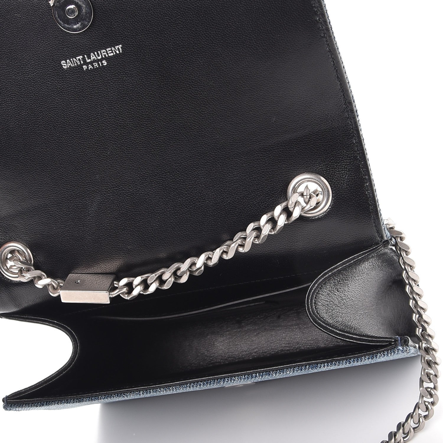 Saint Laurent Denim Small Classic Monogram Satchel Blue 6 of 9