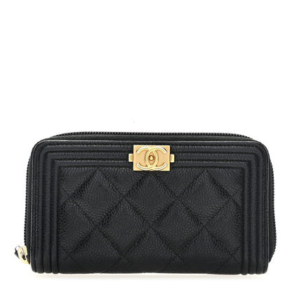 Chanel Caviar Quilted Small Boy Zip Around Wallet Black 1 of 8