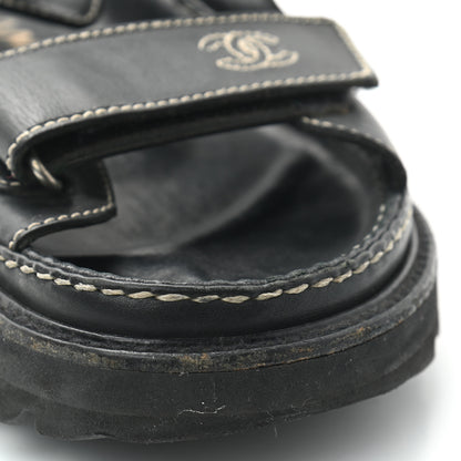 Chanel Lambskin Velcro Dad Sandals 35 Black 7 of 10