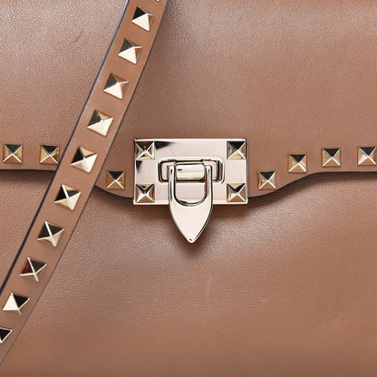 Valentino Garavani Vitello Medium Rockstud Flap Saddle Bag Nocciola 14 of 14