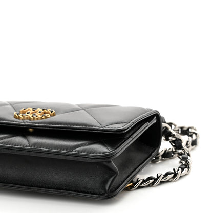 Chanel Lambskin Quilted Chanel 19 Wallet On Chain WOC Black 12 of 12