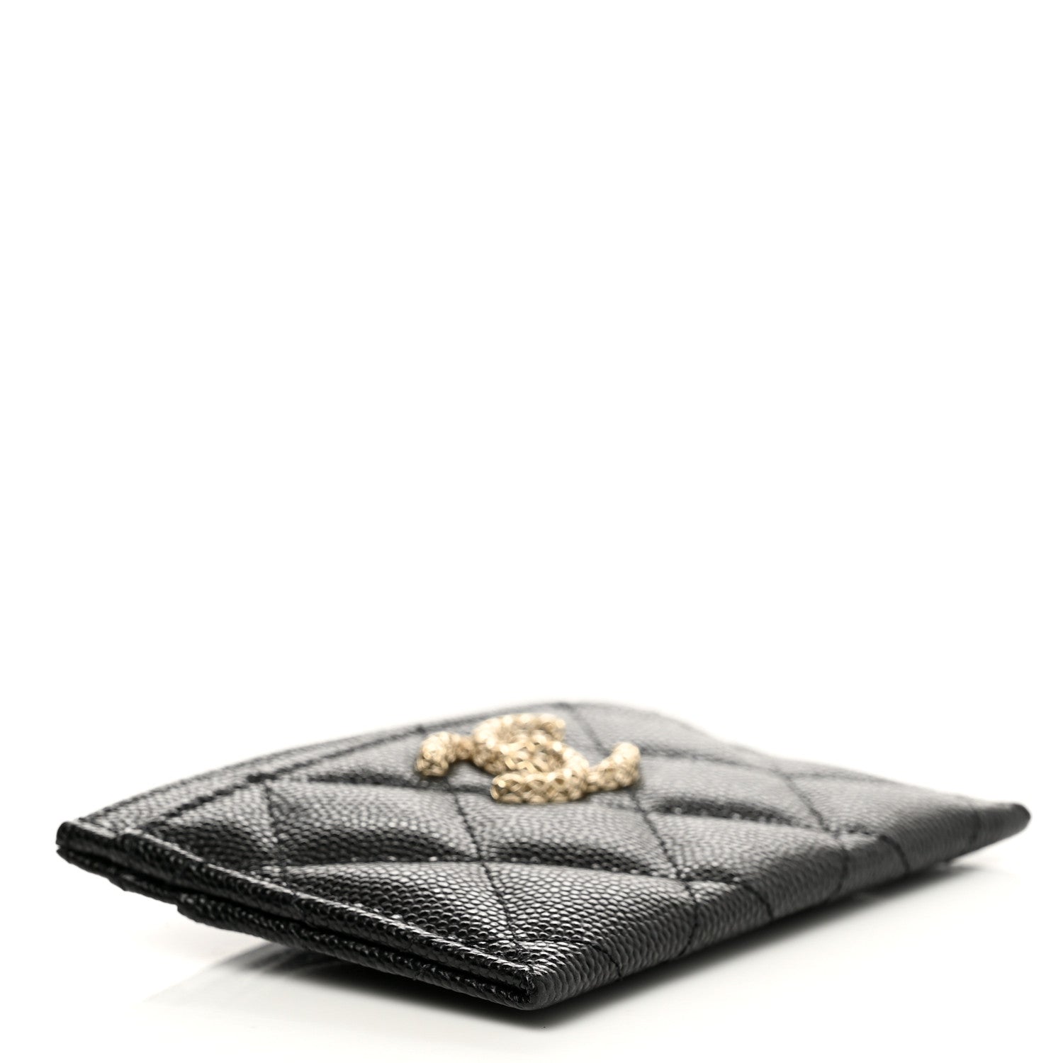 Chanel Caviar Metal Perforated Quilted CC Card Holder Black 4 of 9
