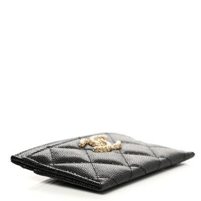 Chanel Caviar Metal Perforated Quilted CC Card Holder Black 4 of 9