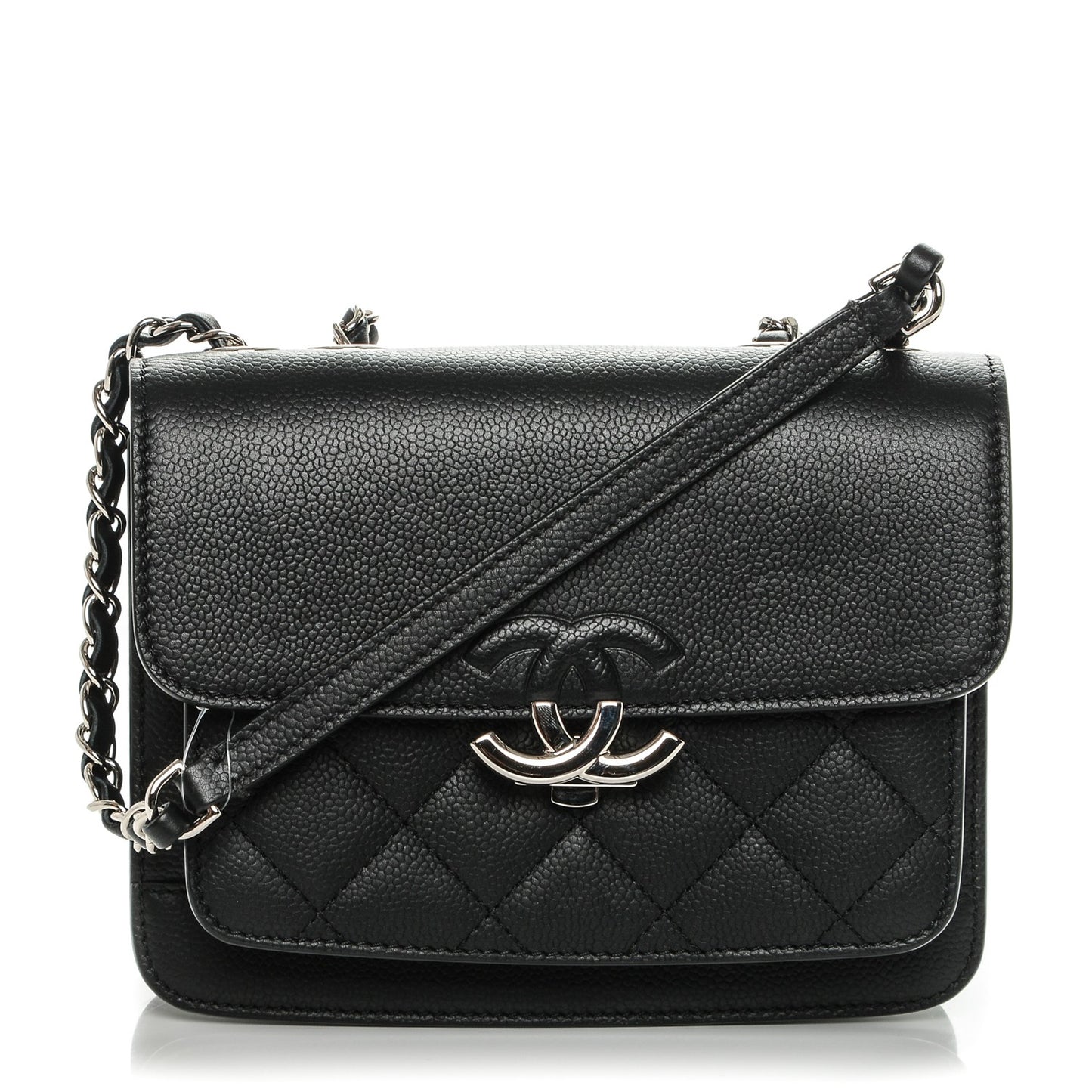 Caviar Quilted CC Box Flap Black