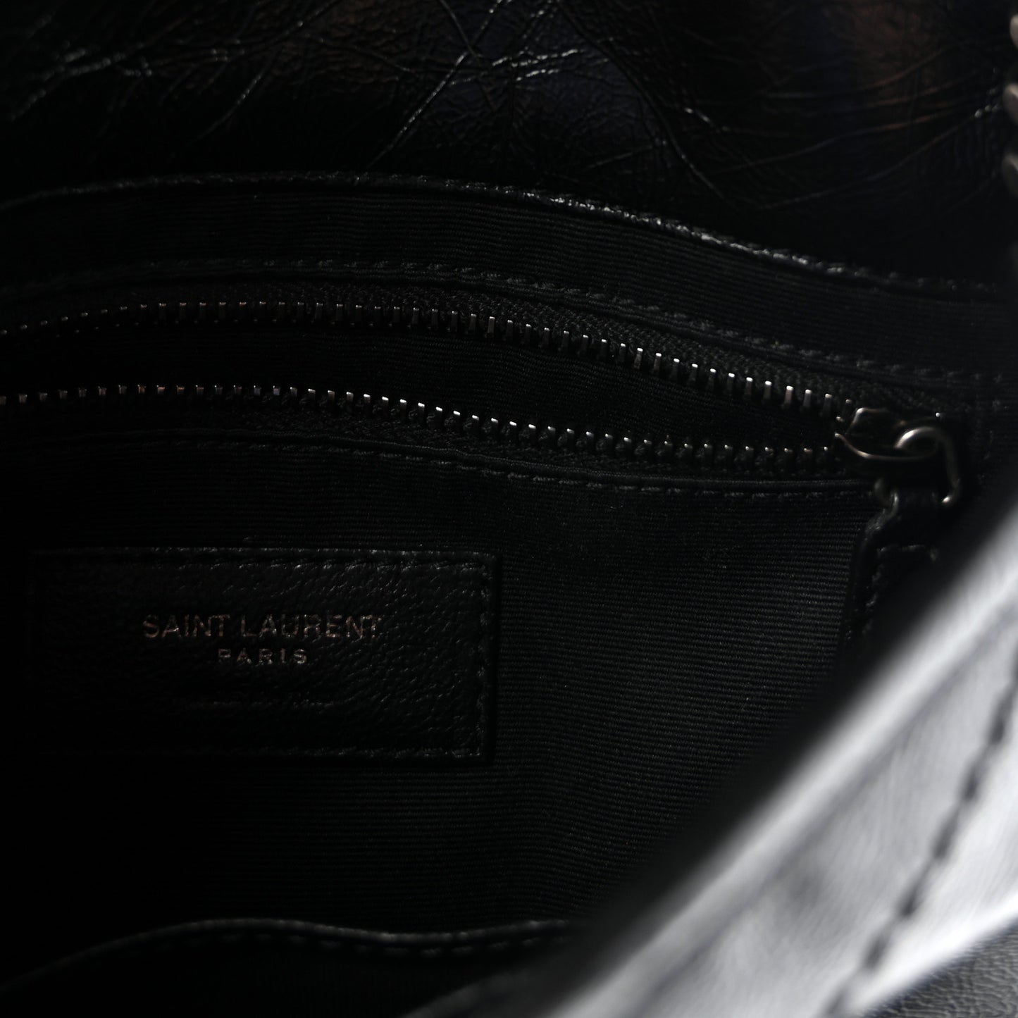 Crinkled Calfskin Matelasse Monogram Niki Chain Wallet Black