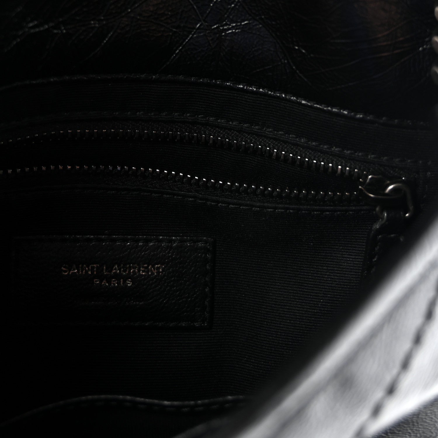 Saint Laurent Crinkled Calfskin Matelasse Monogram Niki Chain Wallet Black 6 of 10