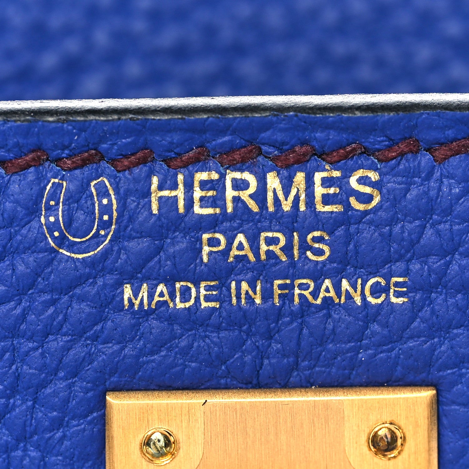 Hermes Togo Horseshoe Kelly Retourne 25 Bleu Electrique Bordeaux 24 of 38