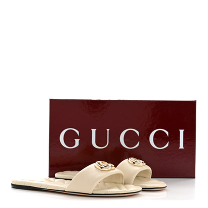 Gucci Nappa Matelasse GG Marmont Flat Slide Sandals 38 New Ivoire 10 of 10