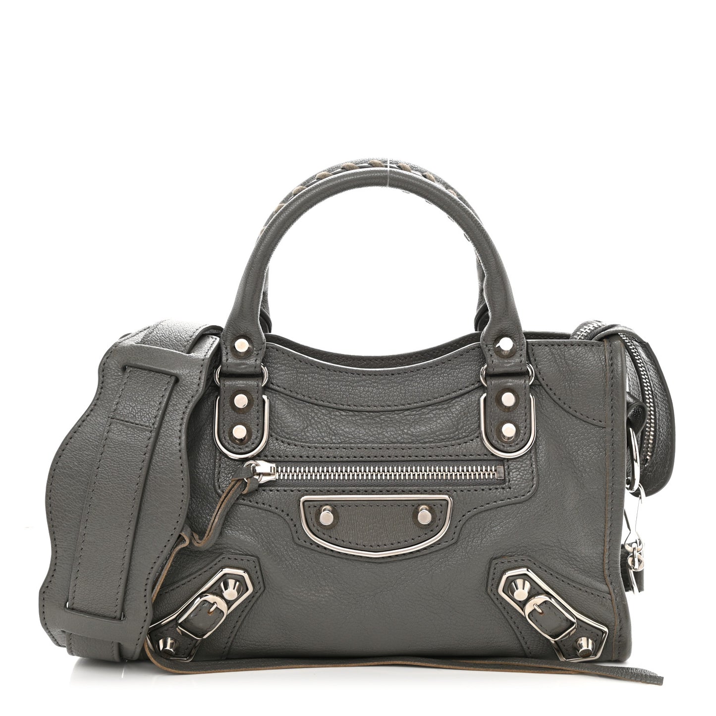 Chevre Silver Metallic Edge Hardware Mini City Gris Acier