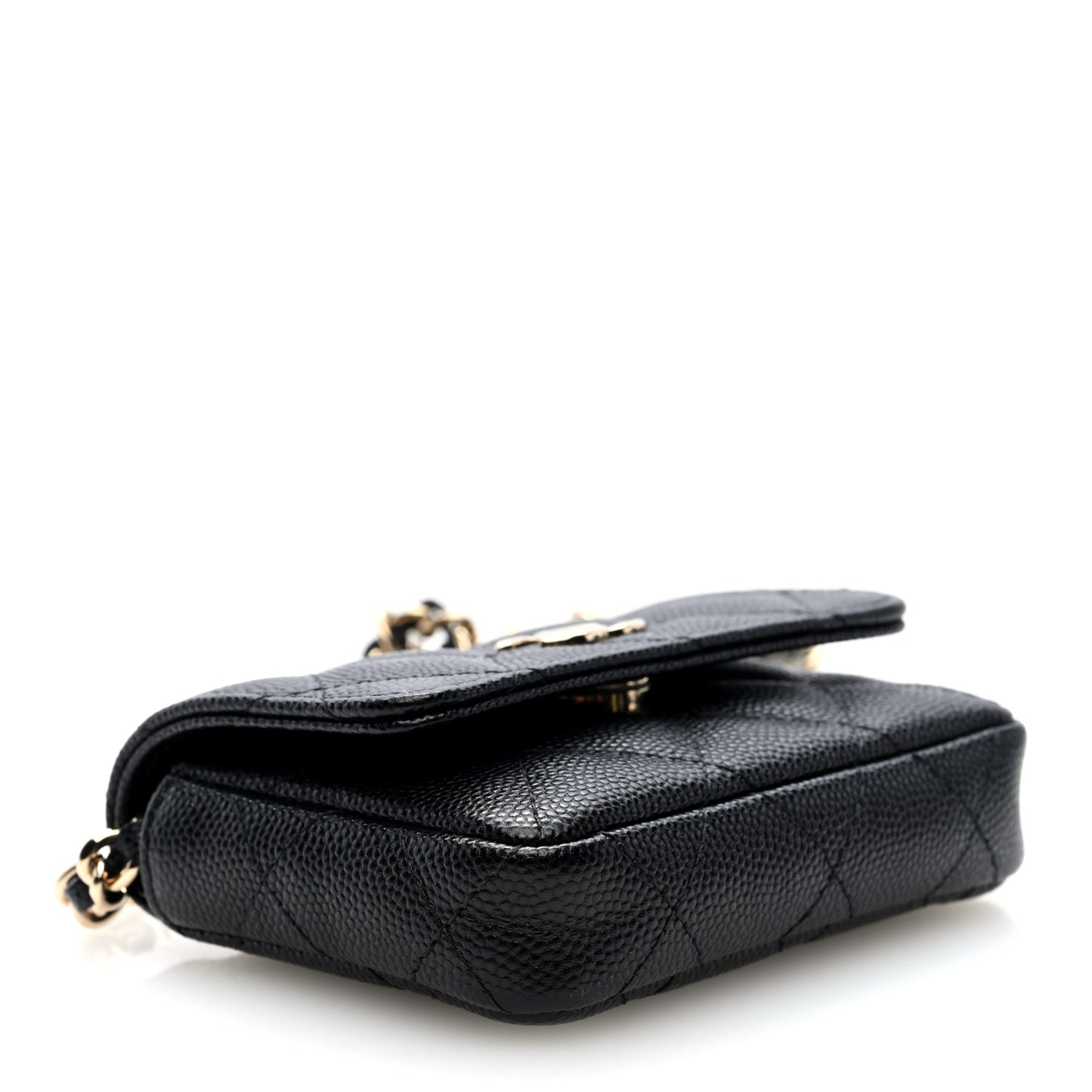 Caviar Quilted Belt Bag With Charms On Chain Black