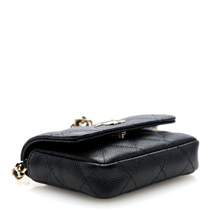 Chanel Caviar Quilted Belt Bag With Charms On Chain Black 4 of 10