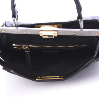 Fendi Vitello Suede Medium Peekaboo Iconic Satchel Black 5 of 11