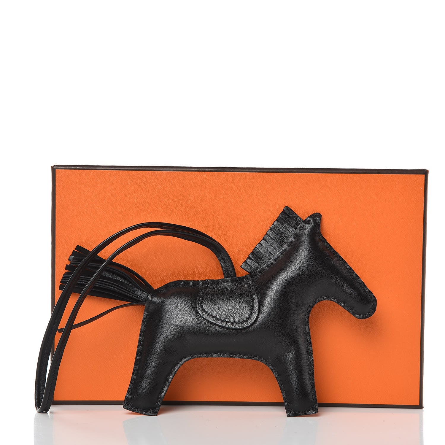 Hermes Milo Lambskin Grigri Rodeo Horse Bag Charm MM So Black 3 of 3