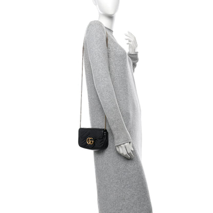 Gucci Calfskin Matelasse Super Mini GG Marmont Shoulder Bag Black 2 of 10