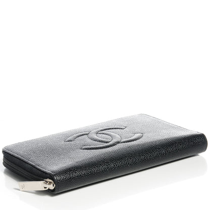 Chanel Caviar CC Large Zip Around Wallet Black 4 of 9