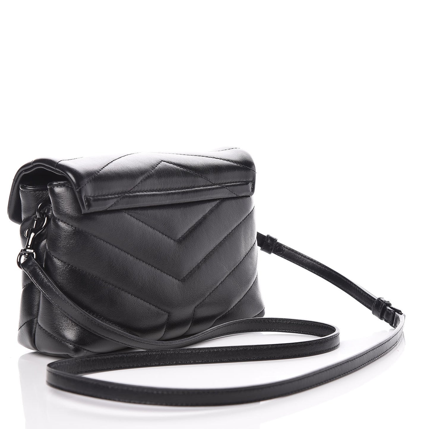 Calfskin Y Quilted Monogram Toy Loulou Crossbody Bag Black