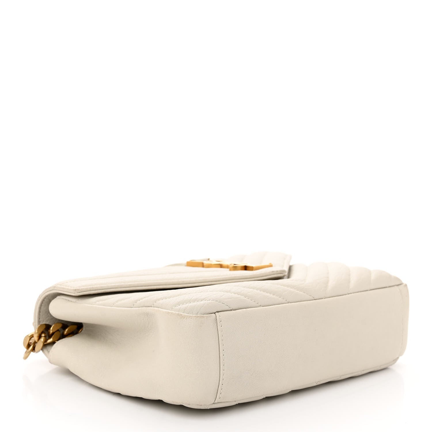 Saint Laurent Sheepskin Matelasse Chevron Monogram Medium College Bag Crema Soft 4 of 13