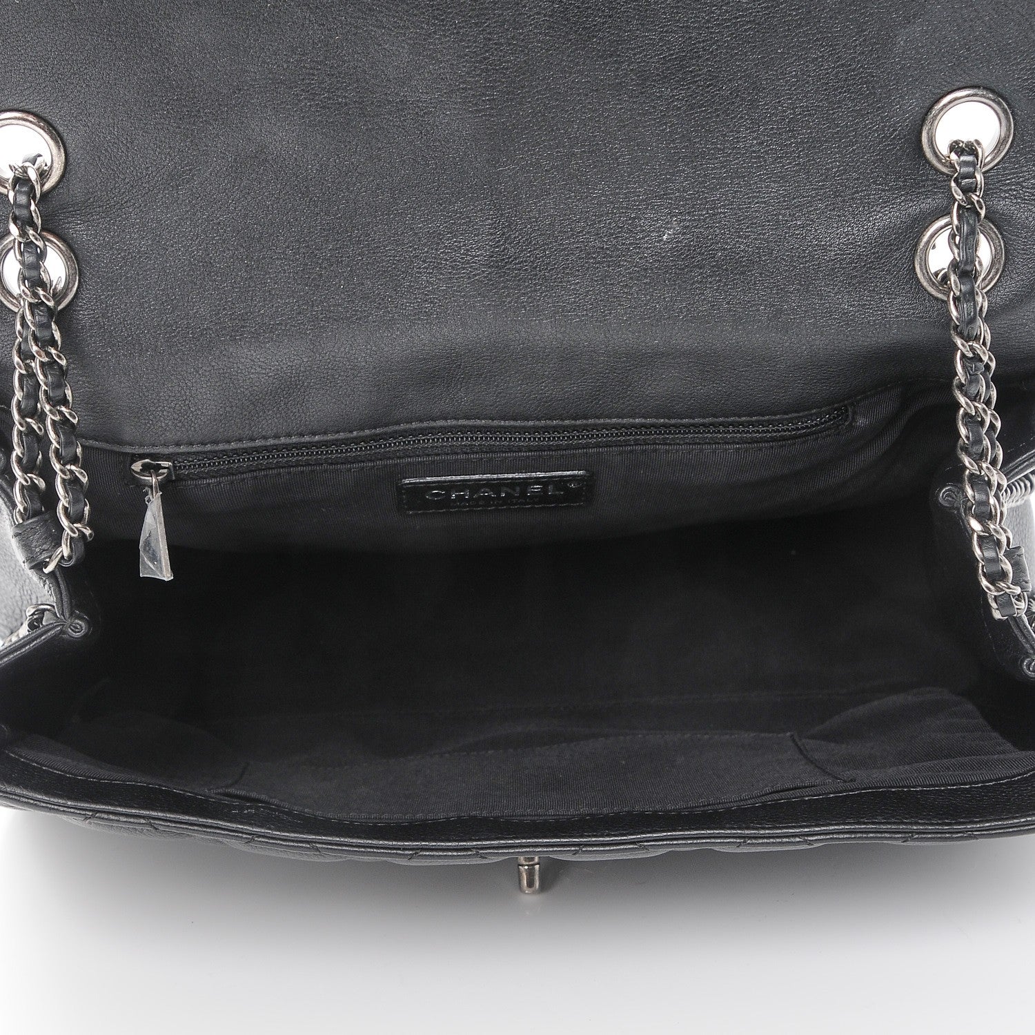 Chanel Calfskin Quilted Large Frame In Chain Flap Black 6 of 12