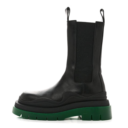 Bottega Veneta Calfskin The Tire Chelsea Boots 38 Black Green 1 of 11