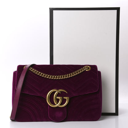 Gucci Velvet Matelasse Medium GG Marmont Shoulder Bag Fuchsia Violet Cyclamen 11 of 11