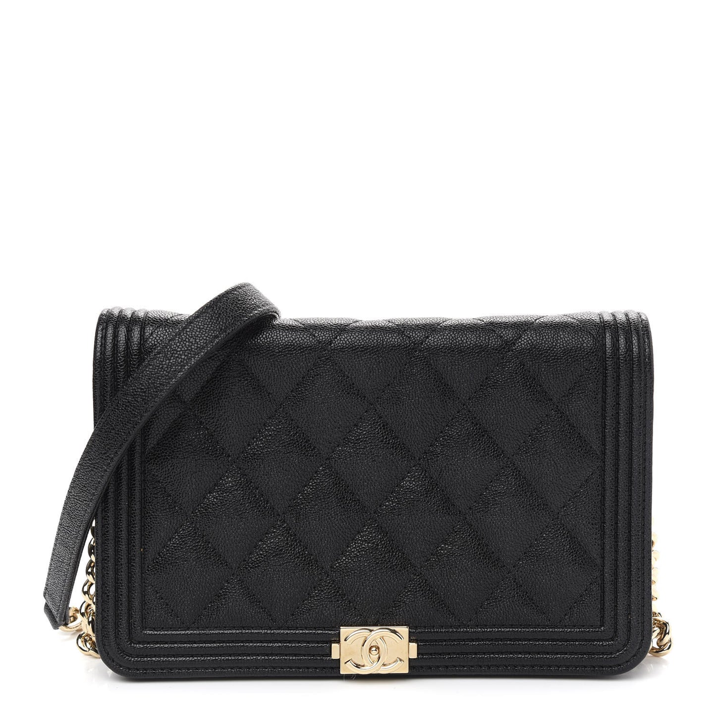 Caviar Quilted Boy Wallet On Chain WOC Black