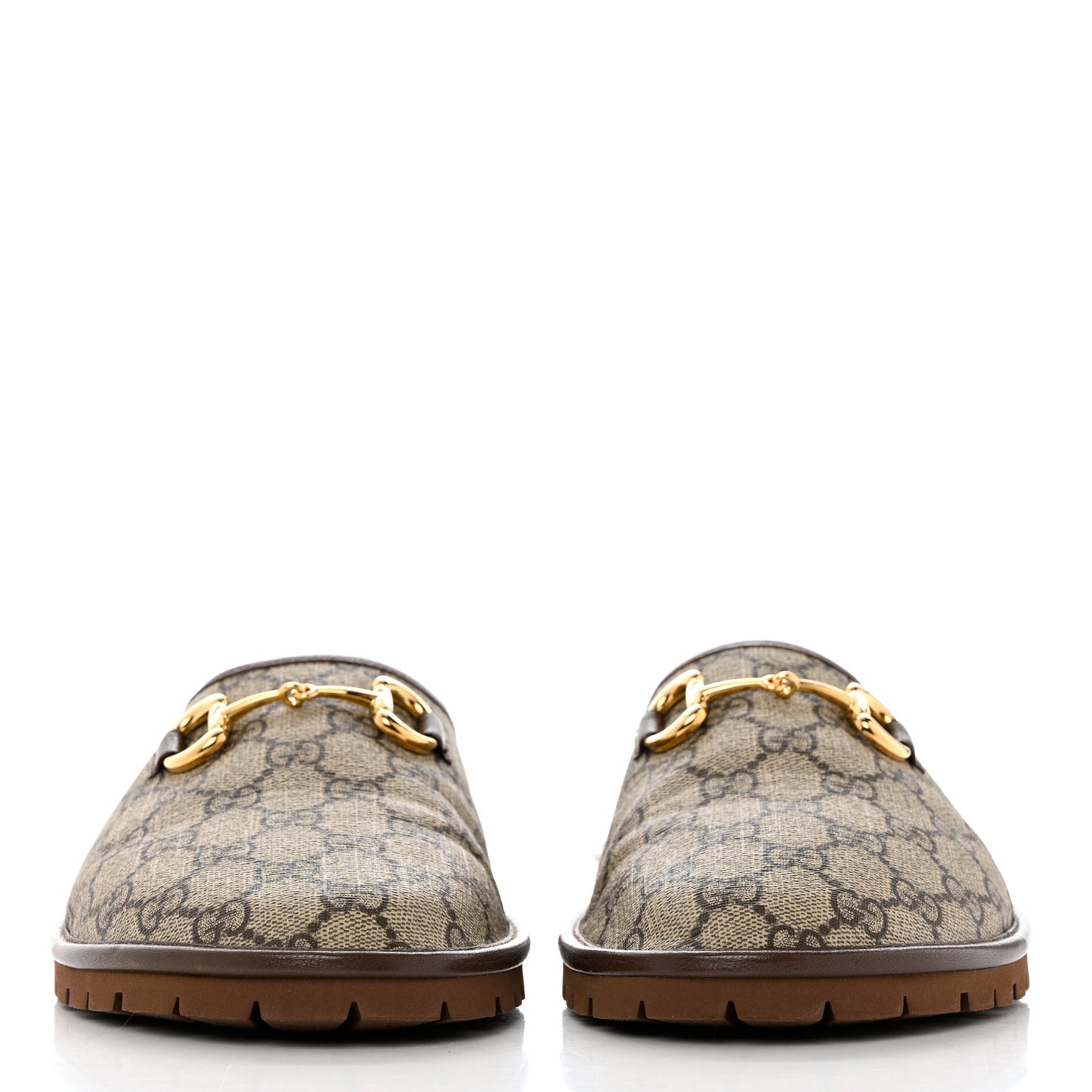 GG Supreme Monogram Granada Kid Mens Horsebit Lug Sole Mules 11.5 Beige Ebony New Acero