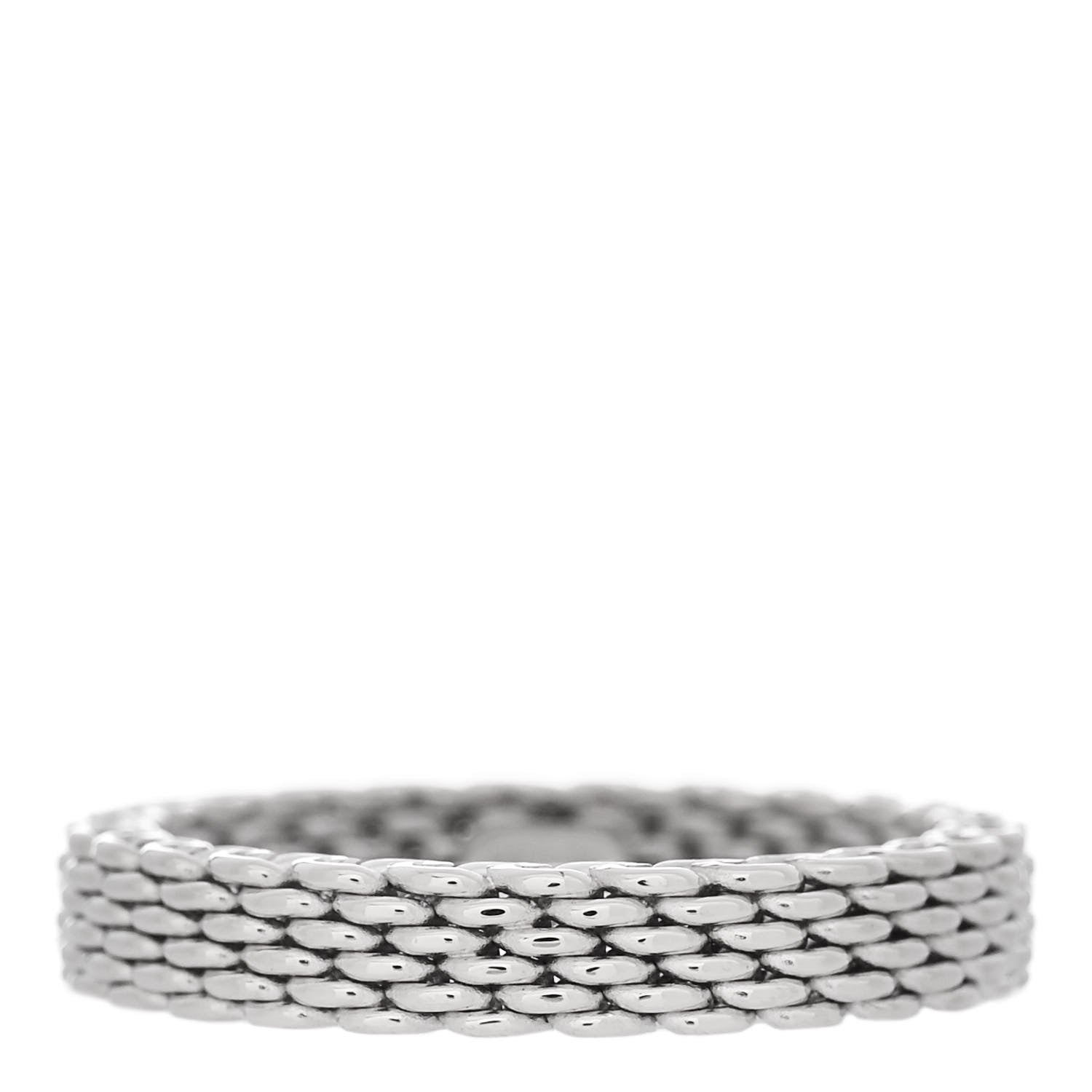 Tiffany 18K White Gold Narrow Mesh Somerset Ring 53 6.25 1 of 5