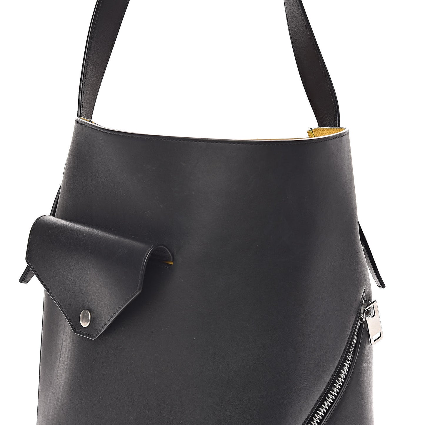 Natural Calfskin Biker Bucket Shoulder Bag Black Sunflower
