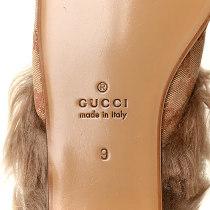 Gucci GG Monogram Fur Mens Princetown Slippers 9 Beige Ruggine Rust 6 of 9