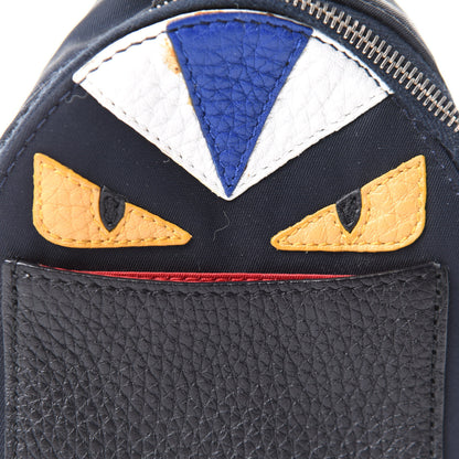 Fendi Nylon Cuoio Romano Nutria Fox Fur Monster Eyes Mini Backpack Charm Blue Black Multicolor 8 of 11