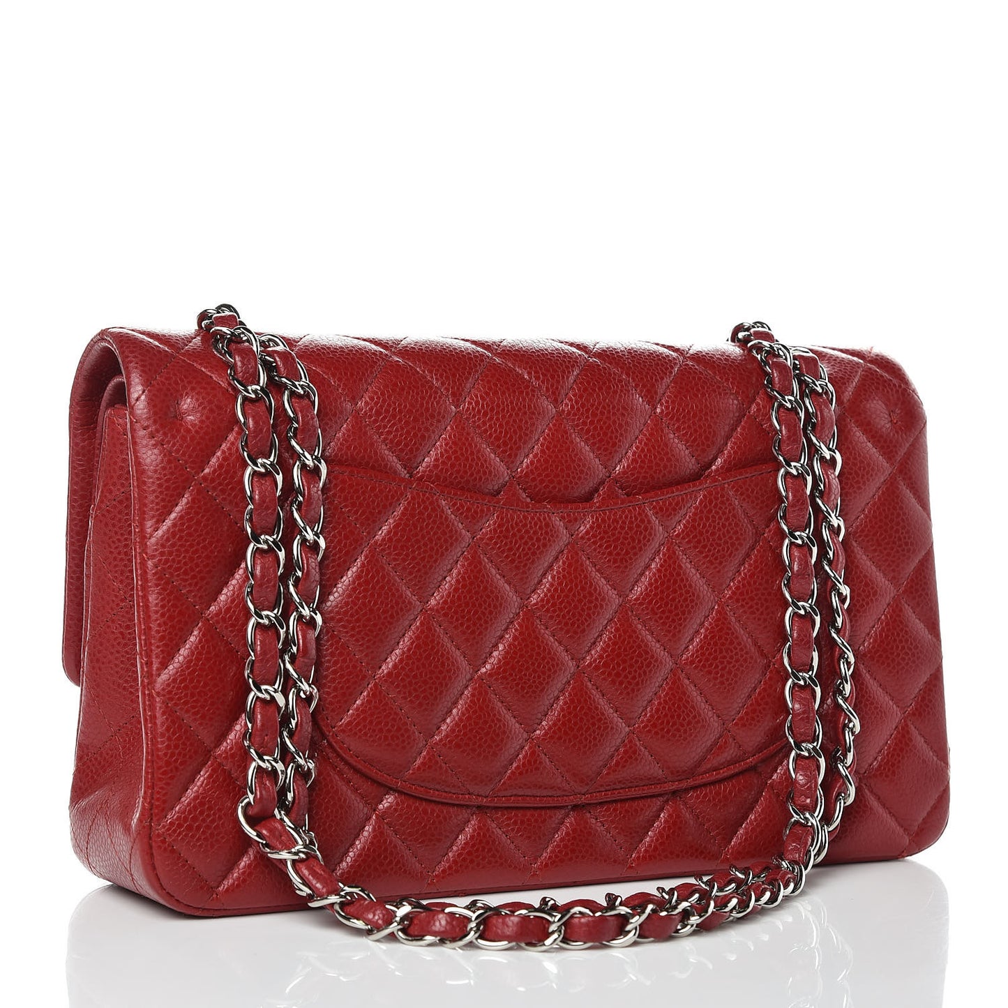 Caviar Quilted Medium Double Flap Dark Red