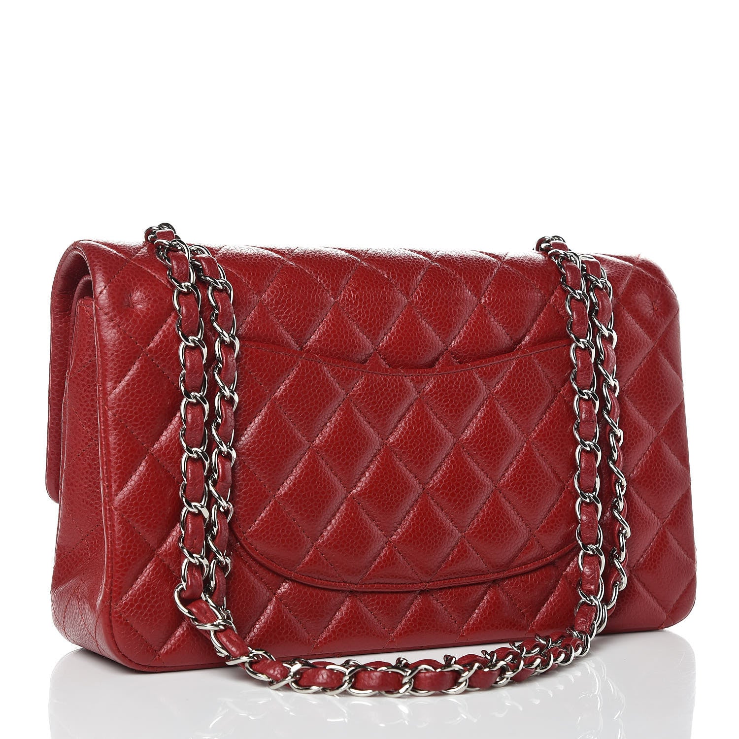 Chanel Caviar Quilted Medium Double Flap Dark Red 3 of 12