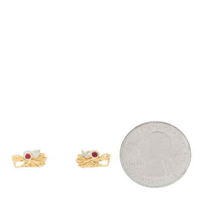 John Hardy 18K Yellow Gold Diamond Ruby Legends Naga Earrings 2 of 4