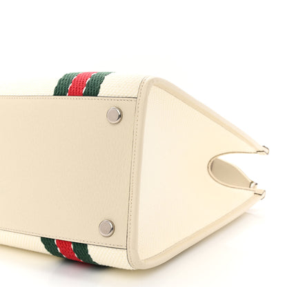 Gucci Canvas Web Embroidered Interlocking G Tote Light Beige Mystic White Green Red 9 of 9
