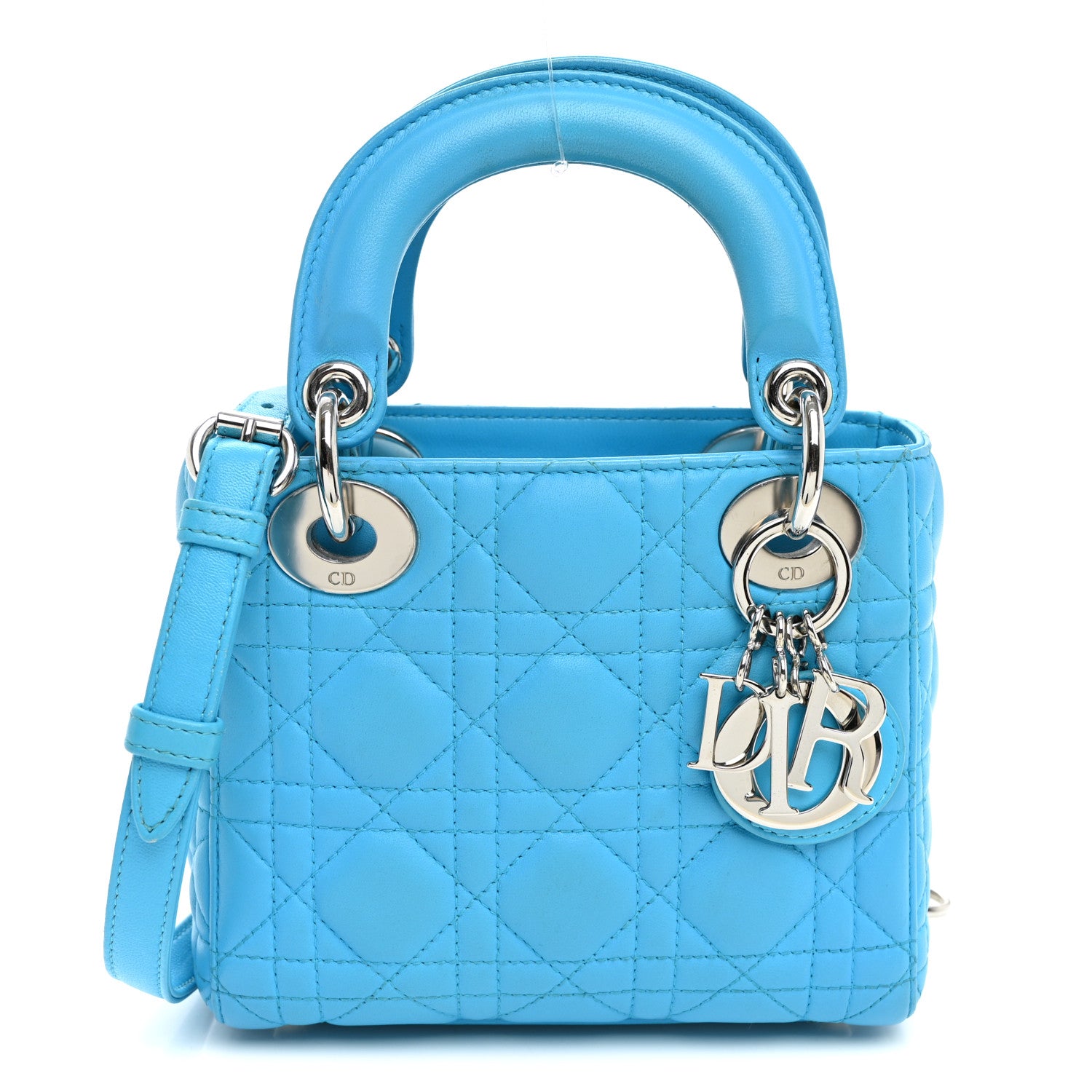 Christian Dior Lambskin Cannage Mini Lady Dior Blue 1 of 11