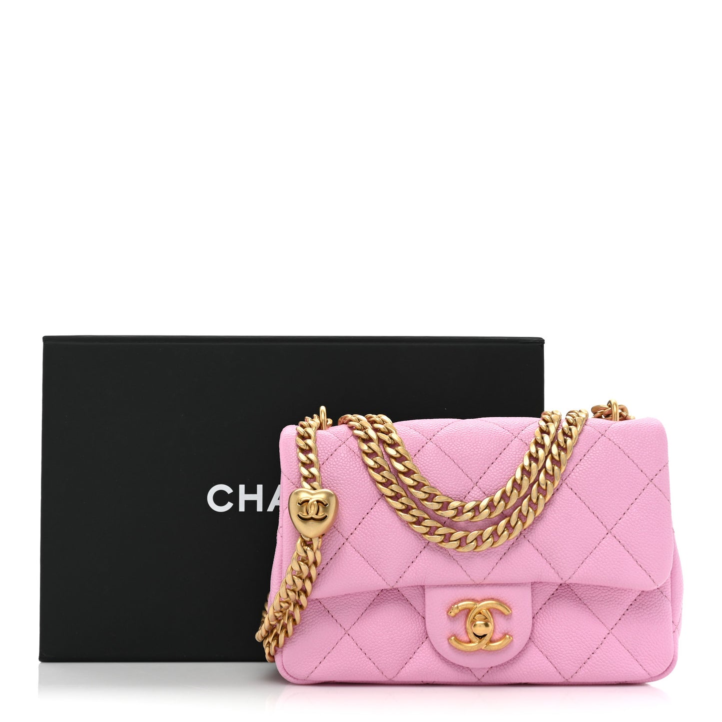 Caviar Quilted Mini Rectangular Sweetheart Flap Lilac