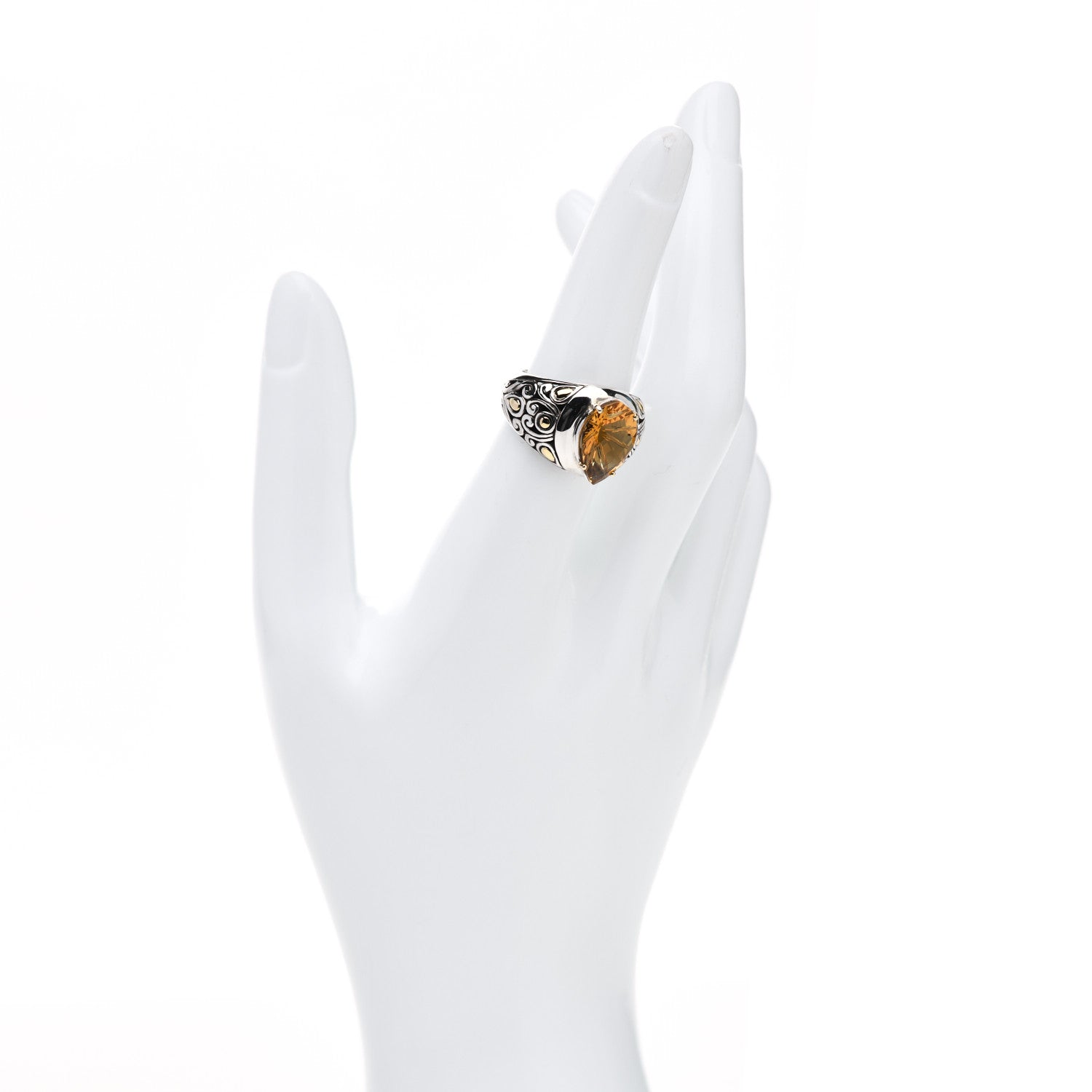 John Hardy Sterling Silver 18K Yellow Gold Citrine Jaisalmer Ring 54 7 2 of 7