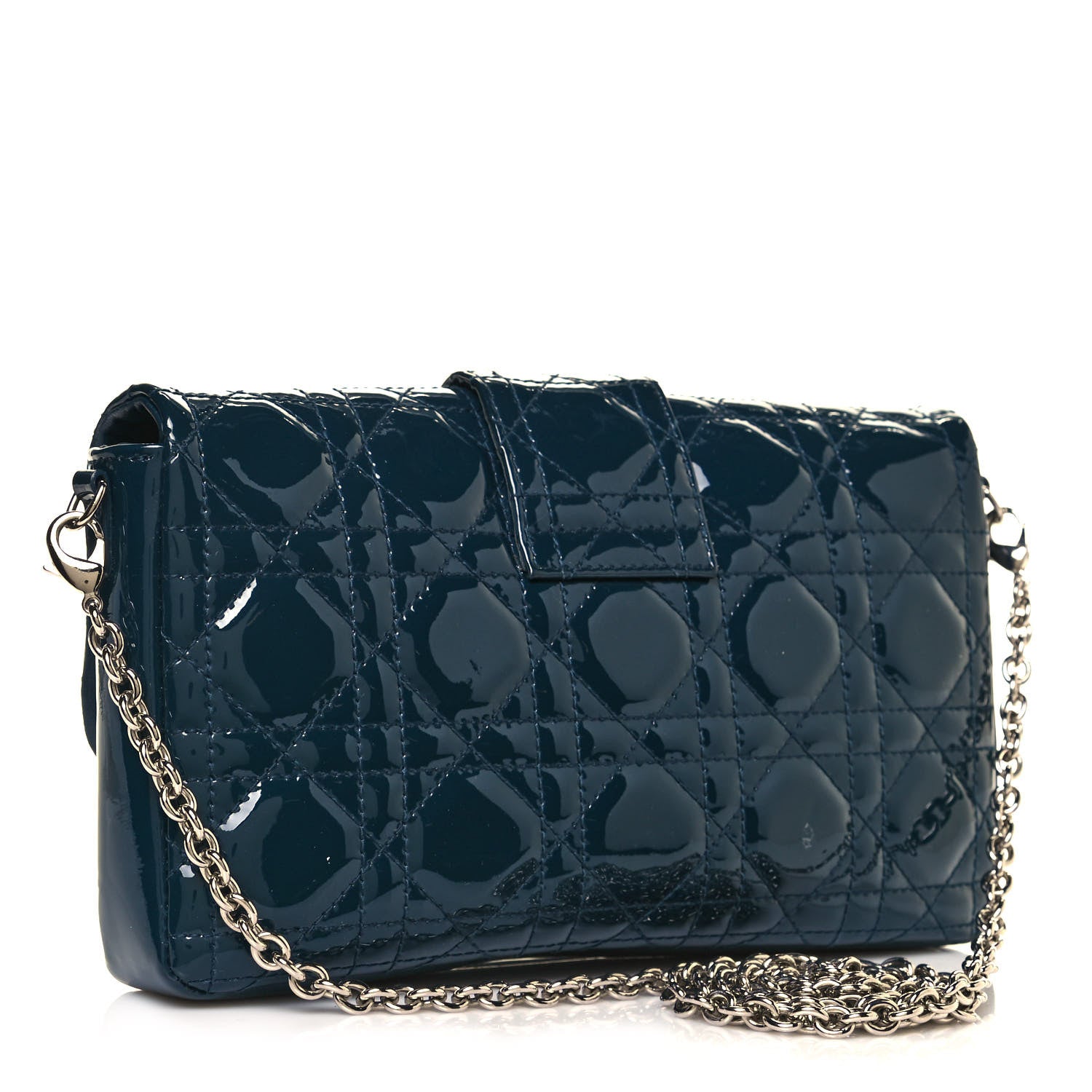 Christian Dior Patent Cannage New Lock Pouch Blue 2 of 13