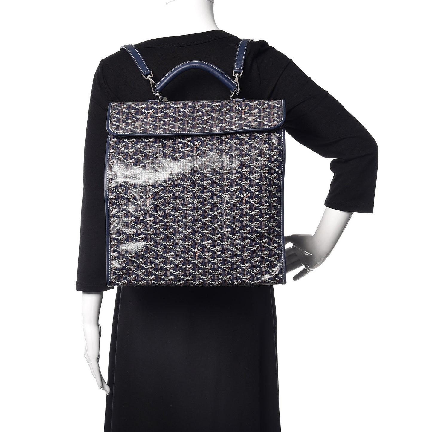 Goyardine Saint Leger Soft Briefcase Backpack Navy
