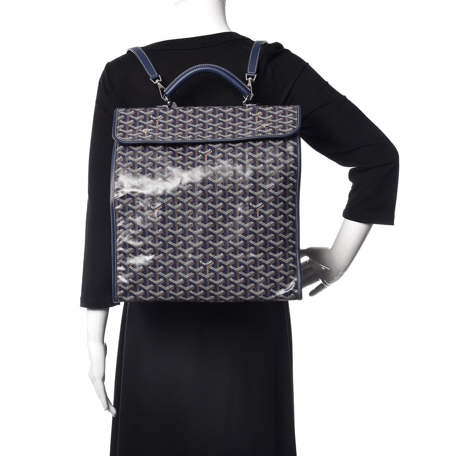 Goyard Goyardine Saint Leger Soft Briefcase Backpack Navy 2 of 9