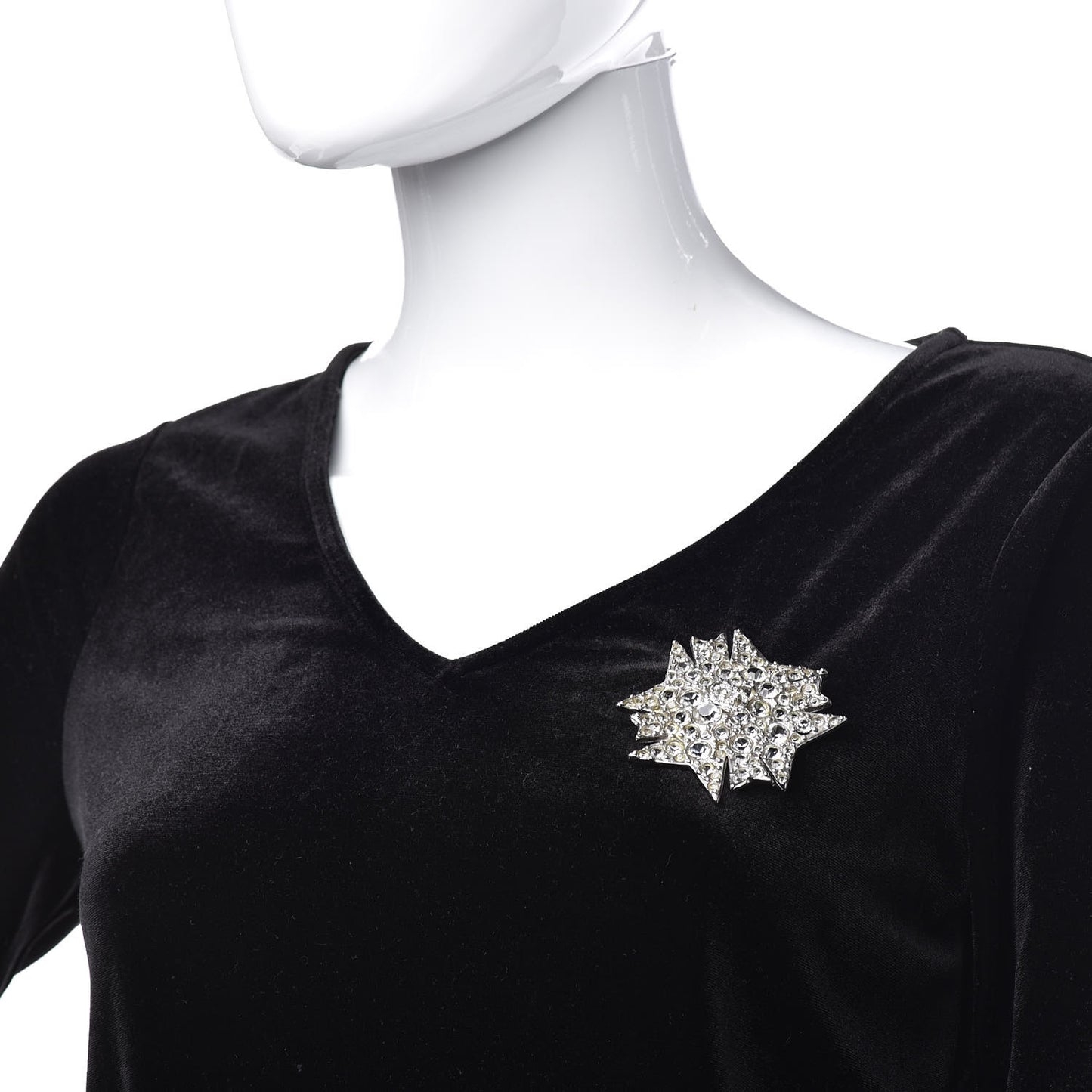 Crystal Pearl Enamel CC Brooch Black