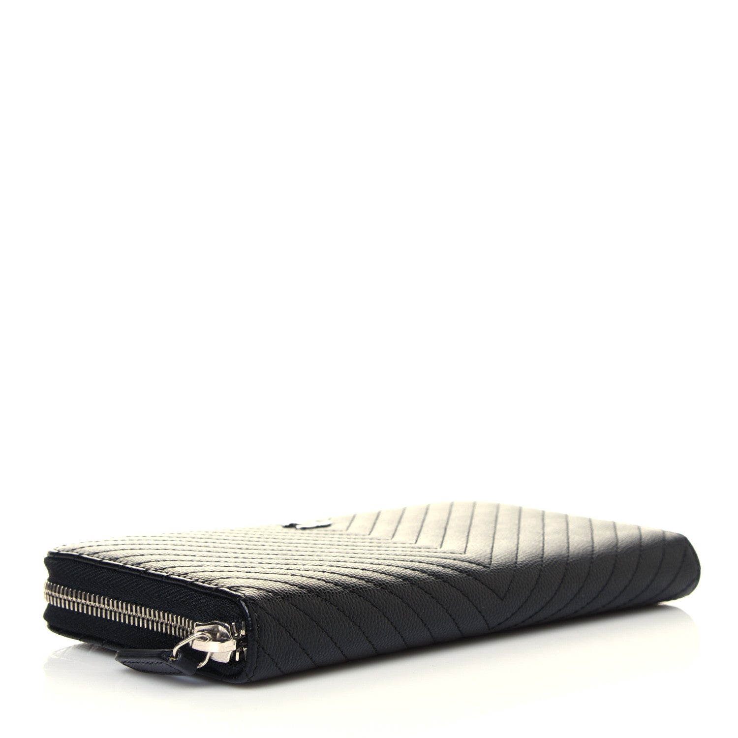 Chanel Caviar Chevron Large Gusset Zip Around Wallet Black 4 of 14