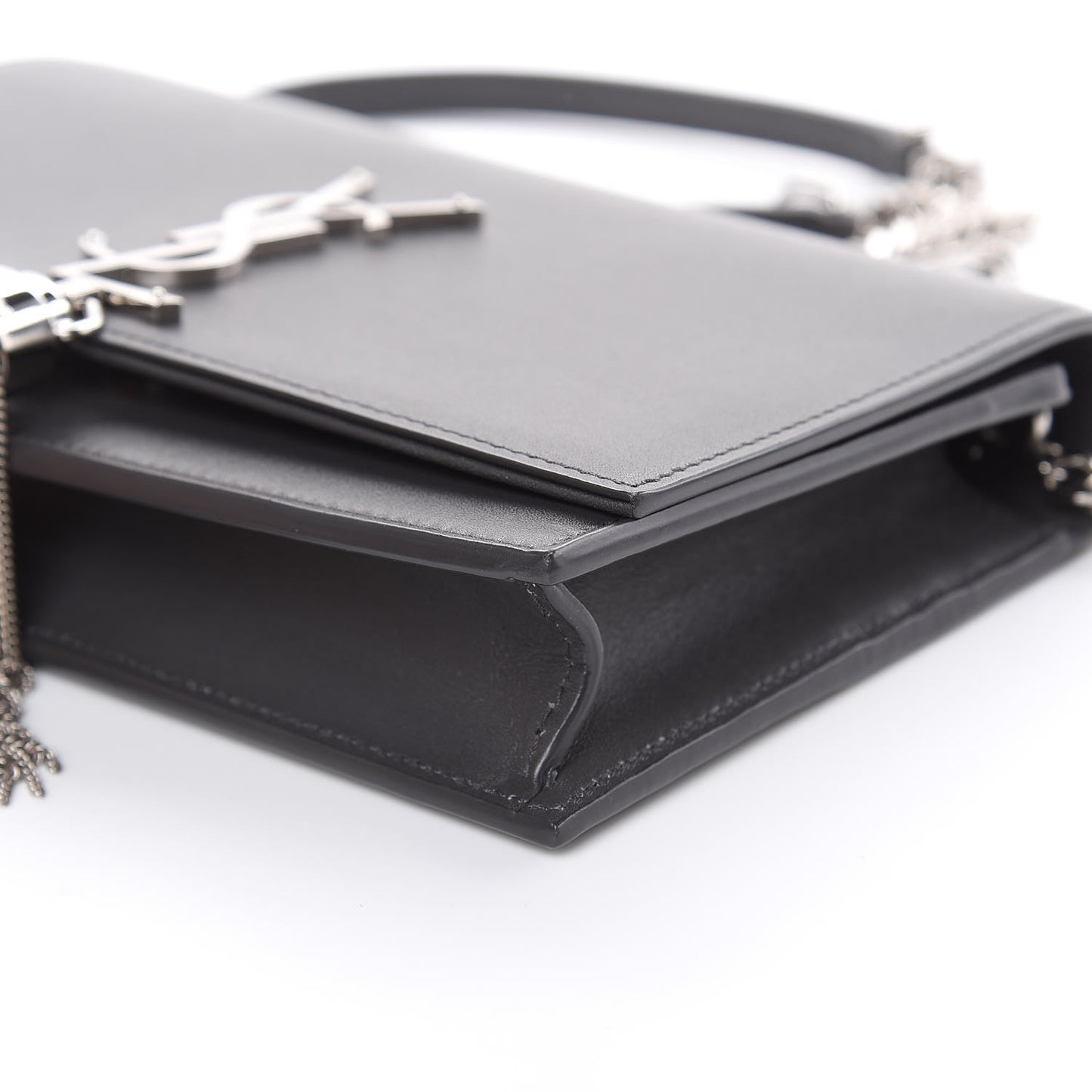 Smooth Calfskin Classic Monogram Kate Tassel Chain Wallet Asphalt