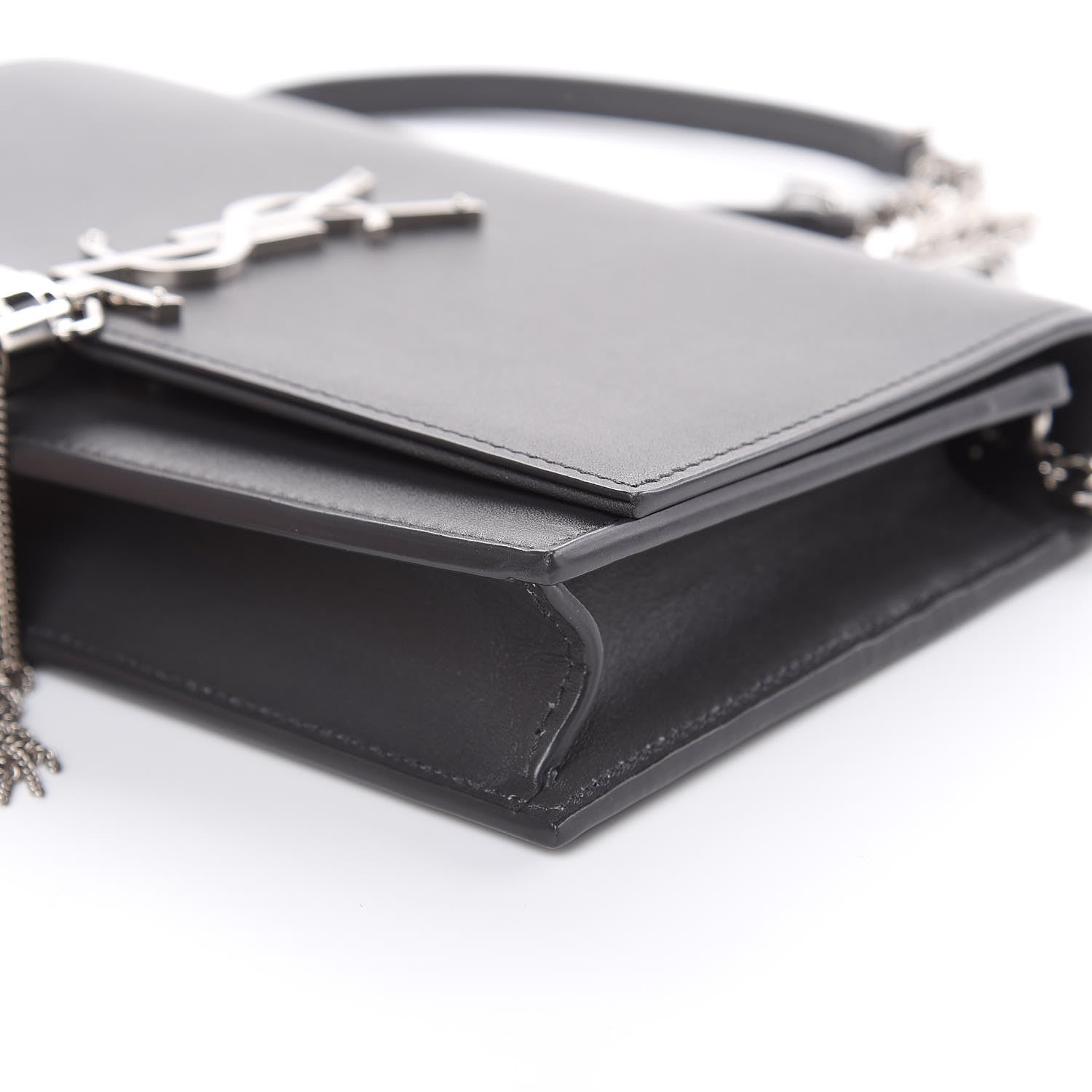Saint Laurent Smooth Calfskin Classic Monogram Kate Tassel Chain Wallet Asphalt 7 of 13