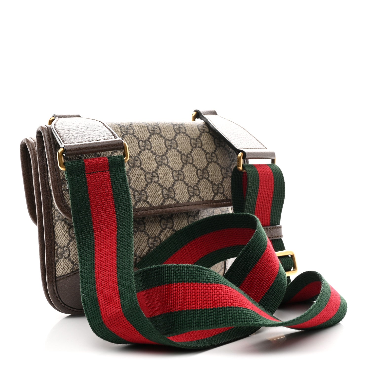 Gucci GG Supreme Monogram Web Small Neo Vintage Double Flap Messenger Bag Beige New Acero 3 of 10