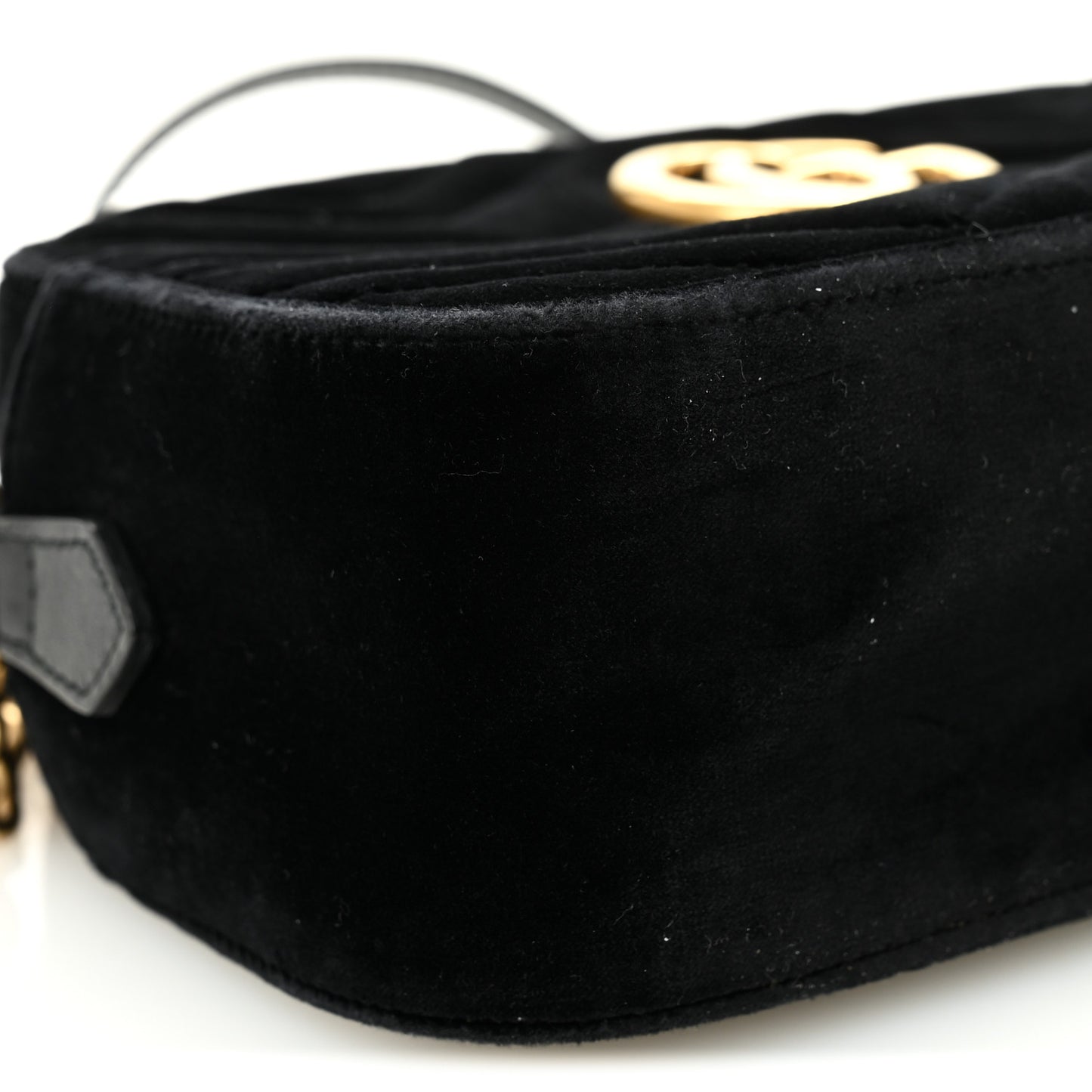 Velvet Matelasse Small GG Marmont Chain Shoulder Bag Black
