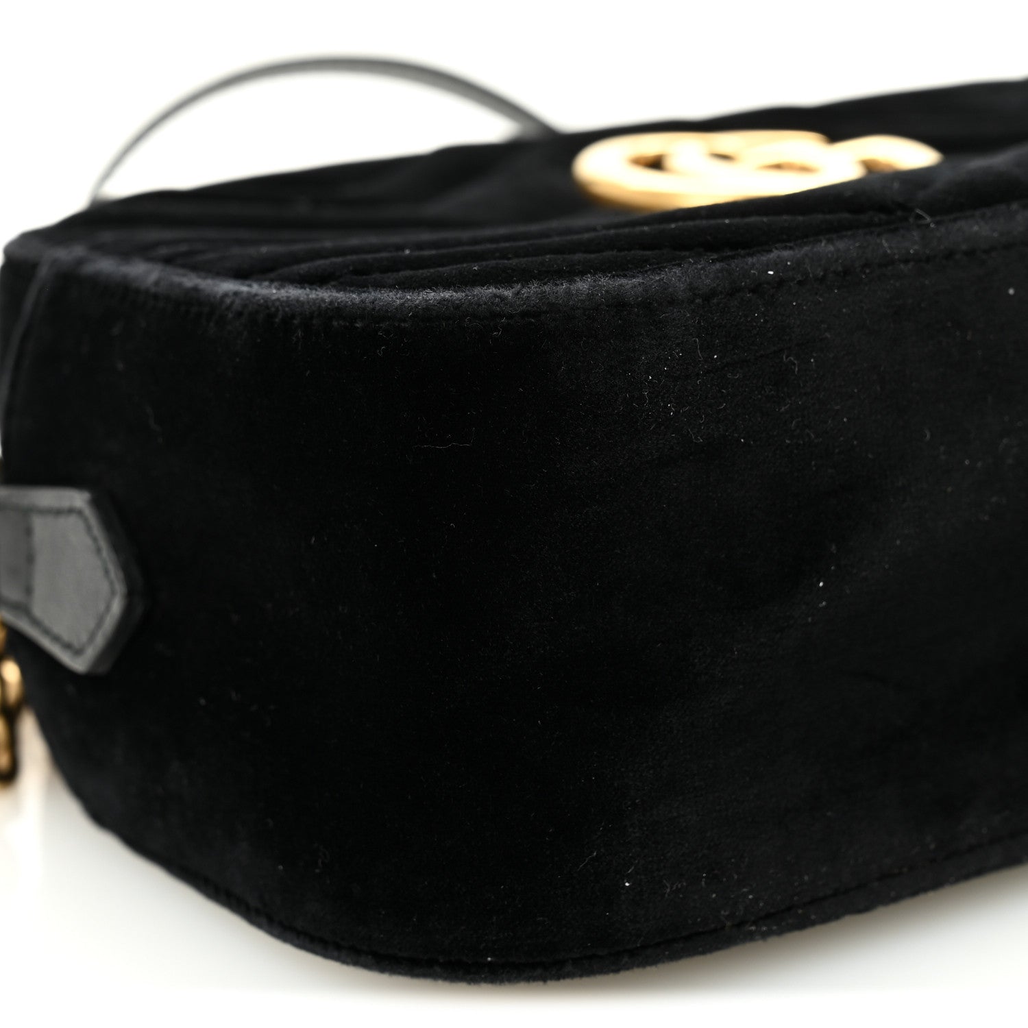 Gucci Velvet Matelasse Small GG Marmont Chain Shoulder Bag Black 9 of 13
