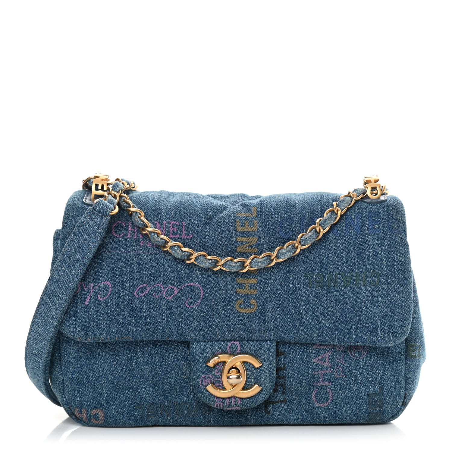 Chanel Denim Quilted Mini Denim Mood Rectangular Flap Blue Multicolor 1 of 10