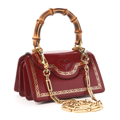 Gucci Calfskin Lisse Cornice Crystal Mini Thiara Top Handle Bag Cerise Red Gold Multicolor 3 of 10